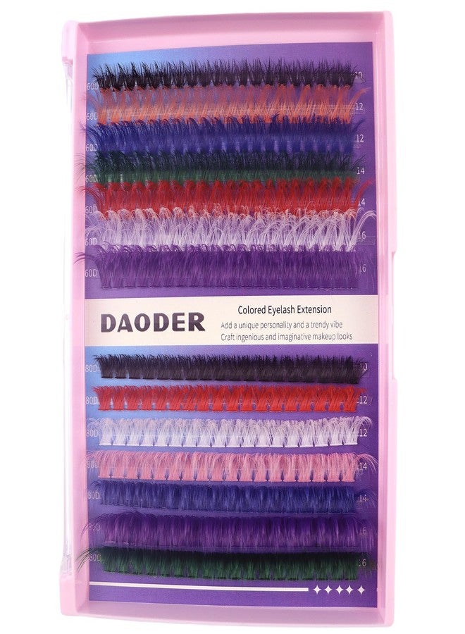 داودر رموش DAODER الملونة، وصلات رموش كثيفة 60D+80D، وردي، أحمر، أزرق، أخضر، أبيض، بنفسجي، أسود، مناسبة للهالوين والكوسبلاي، وصلات رموش D Curl 10-16MM (8 ألوان فقط) - Image 1